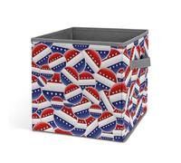 KWQDOZF Cesto portaoggetti durevole, pieghevole, con stampa di stemmi con bandiera degli Stati Uniti, organizer in tessuto con manico per ripostiglio.