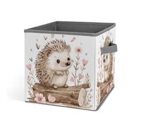 KWQDOZF Cesto portaoggetti durevole pieghevole con stampa di un riccio seduto in cima, organizer in tessuto con manico per ripostiglio