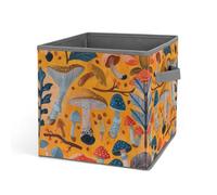 KWQDOZF Cesto portaoggetti durevole pieghevole con vari funghi, contenitori portaoggetti in tessuto con maniglia per ripostiglio