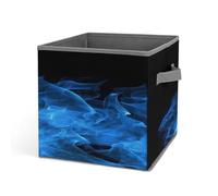 KWQDOZF Cesto portaoggetti pieghevole con stampa a fiamma blu, organizer in tessuto con cubo e maniglia per ripostiglio