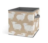 KWQDOZF Cesto portaoggetti pieghevole durevole con stampa a forma di pecora, stile scarabocchio, organizer in tessuto con cubo e maniglia per ripostiglio