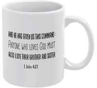 KWQDOZF Ci ha dato questo comandamento: chiunque ama Dio deve amare anche la tazza da caffè. Novità tazze da caffè, tazza in ceramica stampata su entrambi i lati per tè e latte, 11 once.