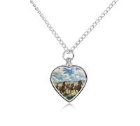KWQDOZF Collana con ceneri di animali domestici al galoppo con cavalli selvaggi, ciondolo a forma di cuore, mini custodia per cremazione di cani e gatti, ricordo