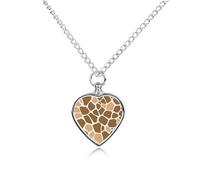 KWQDOZF Collana con ceneri di animali domestici con stampa giraffa, ciondolo a forma di cuore, mini custodia per cremazione di cani e gatti, ricordo
