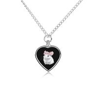 KWQDOZF Collana con cincillà e corona di fiori per ceneri di animali domestici, gioiello per cremazione, ciondolo a forma di cuore per cane e gatto, ricordo commemorativo