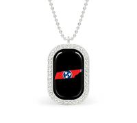 KWQDOZF Collana con ciondolo a forma di bandiera dello stato del Tennessee, per donna, con catena quadrata in oro argentato e diamanti.
