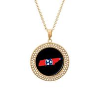 KWQDOZF Collana con ciondolo a forma di bandiera dello stato del Tennessee, per donna, con catena rotonda in oro argentato e diamanti.