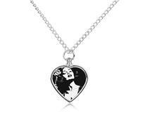 KWQDOZF Collana con ciondolo a forma di cuore con ceneri di animali domestici, donna criminale e rose, mini custodia per cremazione di cani e gatti, ricordo
