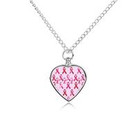 KWQDOZF Collana con ciondolo a forma di cuore con ceneri di animali domestici, mini custodia per cremazione di cani e gatti, ricordo del nastro contro il cancro al seno