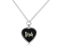KWQDOZF Collana con ciondolo a forma di cuore con ceneri di animali domestici, trifogli irlandesi per il giorno di San Patrizio, mini custodia per cremazione di cani e gatti, ricordo