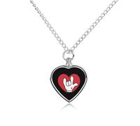 KWQDOZF Collana con ciondolo a forma di cuore in lingua dei segni ASL Ti amo, mini custodia per cremazione di cani e gatti, ricordo