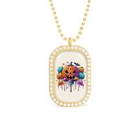 KWQDOZF Collana con ciondolo con foto ricordo personalizzata, stile Halloween, con lecca-lecca e caramelle a forma di zucca, per uomo e donna.