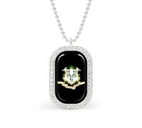 KWQDOZF Collana con ciondolo dello Stato del Connecticut, USA, per donna, con catena quadrata in oro argentato e diamanti.