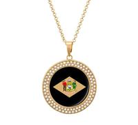 KWQDOZF Collana con ciondolo dello Stato del Delaware per donna, alla moda, con catena rotonda in oro argentato e diamanti.