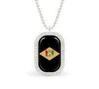KWQDOZF Collana con ciondolo dello Stato del Delaware per donna, con catena quadrata in oro argentato e diamanti.