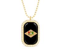KWQDOZF Collana con ciondolo dello Stato del Delaware per donna, con catena quadrata in oro argentato e diamanti.