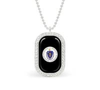 KWQDOZF Collana con ciondolo dello Stato del Massachusetts, Stati Uniti, per donna, con catena quadrata in oro argentato e diamanti.