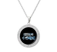 KWQDOZF Collana con ciondolo Kayaking Makes Me Wet per donna, alla moda, con catena rotonda in oro argentato e diamanti.