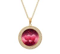 KWQDOZF Collana con stampa a cuore rosso, delicato ciondolo con finto diamante