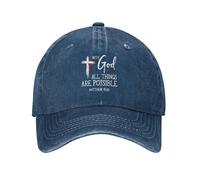 KWQDOZF con Dio Tutto è Possibile Cappelli da Golf Croce Cristiana Cristo Gesù Cappelli retrò da papà Aderenti Denim da Corsa