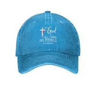 KWQDOZF con Dio Tutto è Possibile Cappelli da Golf Croce Cristiana Cristo Gesù Cappelli retrò da papà Aderenti Denim da Corsa