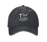 KWQDOZF con Dio Tutto è Possibile Cappelli da Golf Croce Cristiana Cristo Gesù Cappelli retrò da papà Aderenti Denim da Corsa