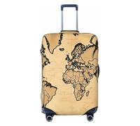 KWQDOZF Copertura per bagaglio da viaggio con mappa del mondo vintage, elastica antigraffio, impermeabile, adatta a valigie da 18 a 32 pollici di grandi dimensioni.