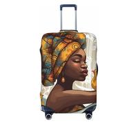KWQDOZF Copertura per bagaglio da viaggio con ragazza africana, elastica antigraffio, impermeabile, adatta a valigie da 18 a 32 pollici, taglia media