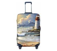 KWQDOZF Copertura per bagaglio da viaggio Sea Lighthouse Sandbeach, elastica antigraffio, impermeabile, adatta a valigie da 18 a 32 pollici, di piccole dimensioni