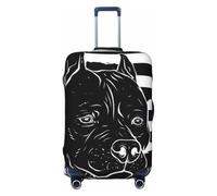 KWQDOZF Coprivaligia con bandiera americana in bianco e nero Pitbull, protezione lavabile da viaggio in fibre altamente elastiche per valigie di grandi dimensioni