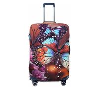 KWQDOZF Coprivaligia da viaggio con farfalle colorate su fiori, elastico antigraffio, impermeabile, adatto per valigie da 18 a 32 pollici, taglia media