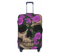 KWQDOZF Coprivaligia da viaggio elastico con teschio floreale, orrore della morte, viola, per baule da 19'' a 32''