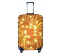 KWQDOZF Coprivaligia da viaggio elastico giallo chiaro con circuito stampato Coprivaligia da viaggio per baule da 19'' a 32'' Coprivaligia protettivo