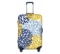 KWQDOZF Coprivaligia per valigie con margherite gialle blu, elastici, lavabili, fiori di crisantemo, protezione per valigie, coprivaligia da viaggio, per bambini e adulti, S