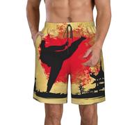 KWQDOZF Costume da Bagno da Uomo ad Asciugatura Rapida, Pantaloncini da Surf, Karate Power Kata, Kimono, Pantaloncini da Spiaggia, Pantaloncini Sportivi Casual da Corsa