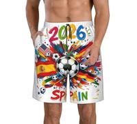 KWQDOZF Costume da Bagno da Uomo con Bandiera dell'amicizia tra America, Canada e Messico, ad Asciugatura Rapida, Ideale per la Spiaggia e la Spiaggia, con Tasche.