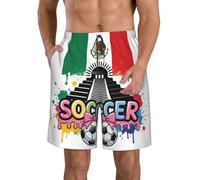 KWQDOZF Costume da Bagno da Uomo con Bandiera dell'amicizia tra America, Canada e Messico, ad Asciugatura Rapida, Ideale per la Spiaggia e la Spiaggia, con Tasche.