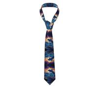 KWQDOZF Cravatta slim da uomo con stampa colorata di cielo stellato, oceano e delfini, larghezza 3,1 pollici. Cravatta morbida per ma