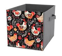 KWQDOZF Cubi portaoggetti pieghevoli con manici, graziosi contenitori a forma di galli e polli per organizzare vestiti e libri, cestini portaoggetti per scaffali e armadi