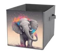 KWQDOZF Cubi portaoggetti pieghevoli con manici, motivo a forma di elefante, per organizzare vestiti e libri - Cestini portaoggetti per scaffali e armadi