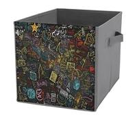 KWQDOZF Cubi portaoggetti pieghevoli con maniglie, modello di formule matematiche, contenitori per organizzare vestiti e libri - Cestini portaoggetti per scaffali e armadi