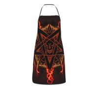 KWQDOZF Demone pentagramma Satana fiamma Dark Chef grembiule da cucina con tasca impermeabile cucina barbecue grembiuli per uomini donne