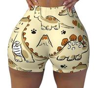 KWQDOZF Dinosauri dei Cartoni Animati, Pantaloncini da Allenamento con Simpatici Dinosauri per Donne, Yoga, Ciclismo, Palestra, leggi