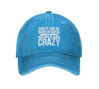 KWQDOZF Dio è Grande, la Birra è buona, Le Persone Sono pazze, Cappello da papà, Berretto da Baseball in Denim Lavato, Cappelli vinta