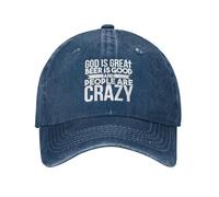 KWQDOZF Dio è Grande, la Birra è buona, Le Persone Sono pazze, Cappello da papà, Berretto da Baseball in Denim Lavato, Cappelli vinta