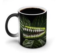 KWQDOZF Ed con i denti aguzzi di una pianta ha stampato tazze da caffè sensibili al calore Tazza da caffè che cambia colore Immagine completa rivelata quando viene aggiunto CALDO