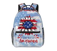 KWQDOZF God Bless American Backpack Laptop Bag Camping 15.6 Inch