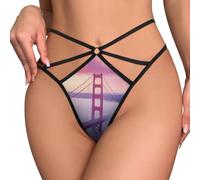 KWQDOZF Gold Gate Bridge in The Mist Sexy Perizoma per Donna Intimo a Rete Mutandine Invisibili T-Back