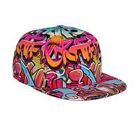 KWQDOZF Graffiti Wall Urban Flat Bill Brim cap Cappello Hip Hop Berretto da Baseball per Uomo Donna Visiera Piatta Quadrata Regolabile Cappello da Camionista Posteriore