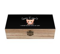 KWQDOZF Ho dei piani con il mio gatto, scatola portaoggetti in legno con coperchio incernierato, organizer decorativo per gioielli ricordo